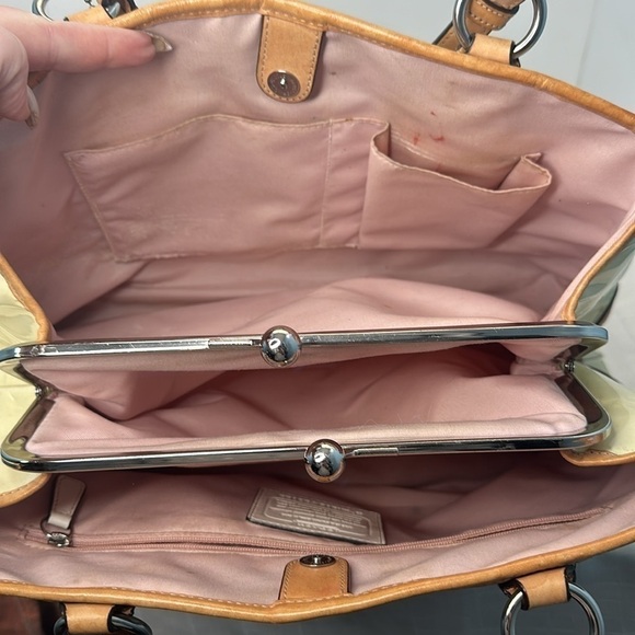 Coach Peyton Embossed Yellow Patent & tan Leather Bag, F23722 - Picture 9 of 12